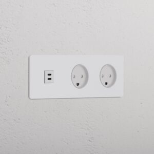 Grove Gniazdo USB-C 30 W i duńskie typu K x 2 w potrójnej ramce – Do malowania, Biały