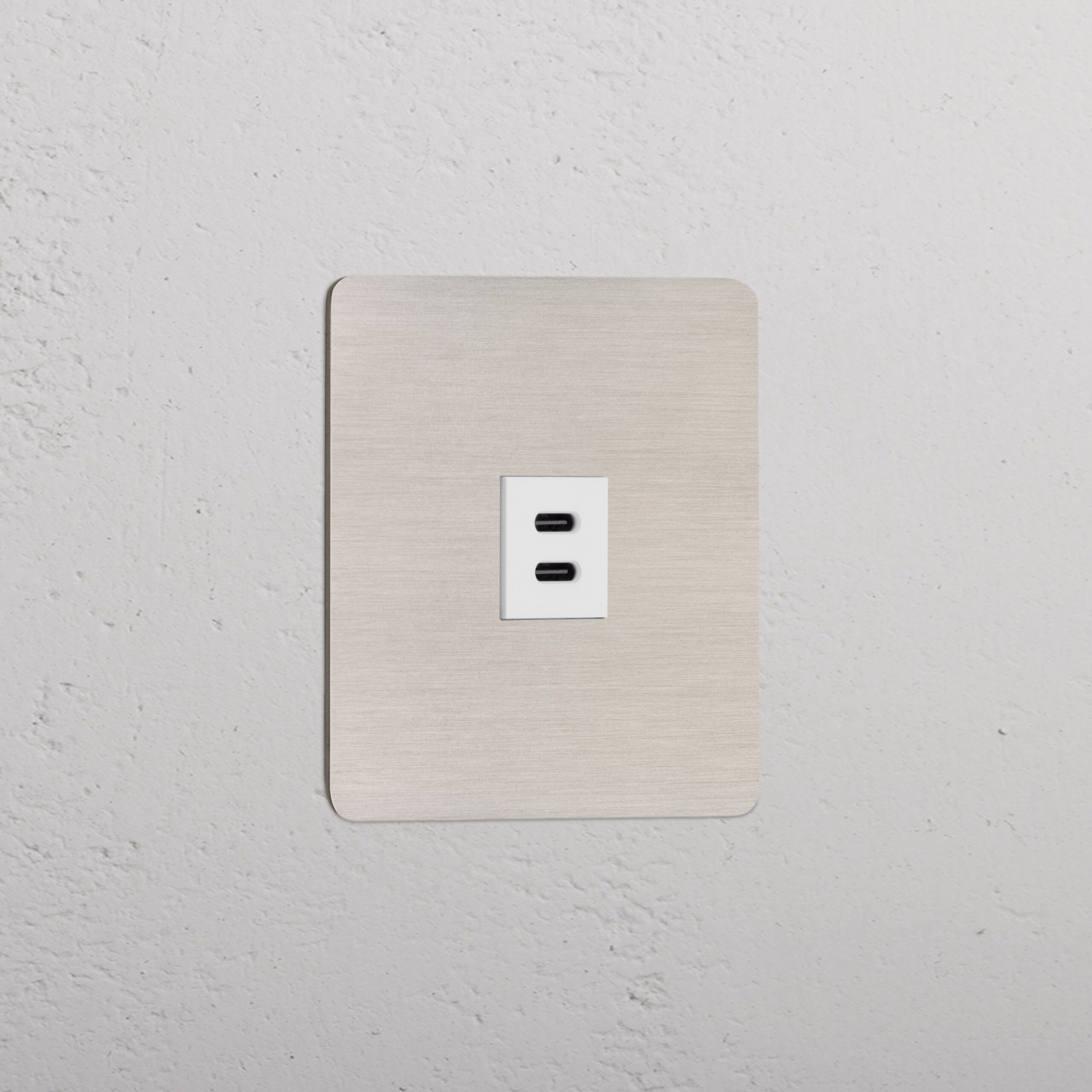 Kew Gniazdo USB-C 30 W w pojedynczej ramce – Satynowy nikiel, Biały