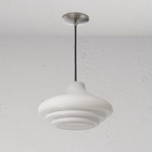 Brookfield średnia lampa wisząca z opalowym szkłem – Polerowany nikiel