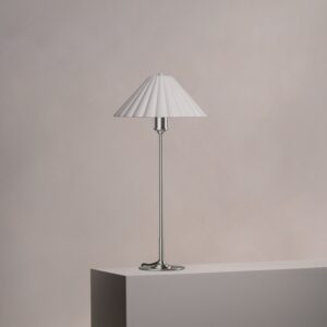 Cotswold średnia lampa stołowa z delikatną porcelaną – Satynowy nikiel