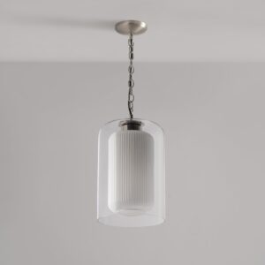 Windsor średnia lampa wisząca z opalowym szkłem – Satynowy nikiel