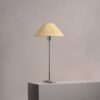 Cotswold średnia plisowana lampa stołowa lniany odcień żółci – Polerowany nikiel
