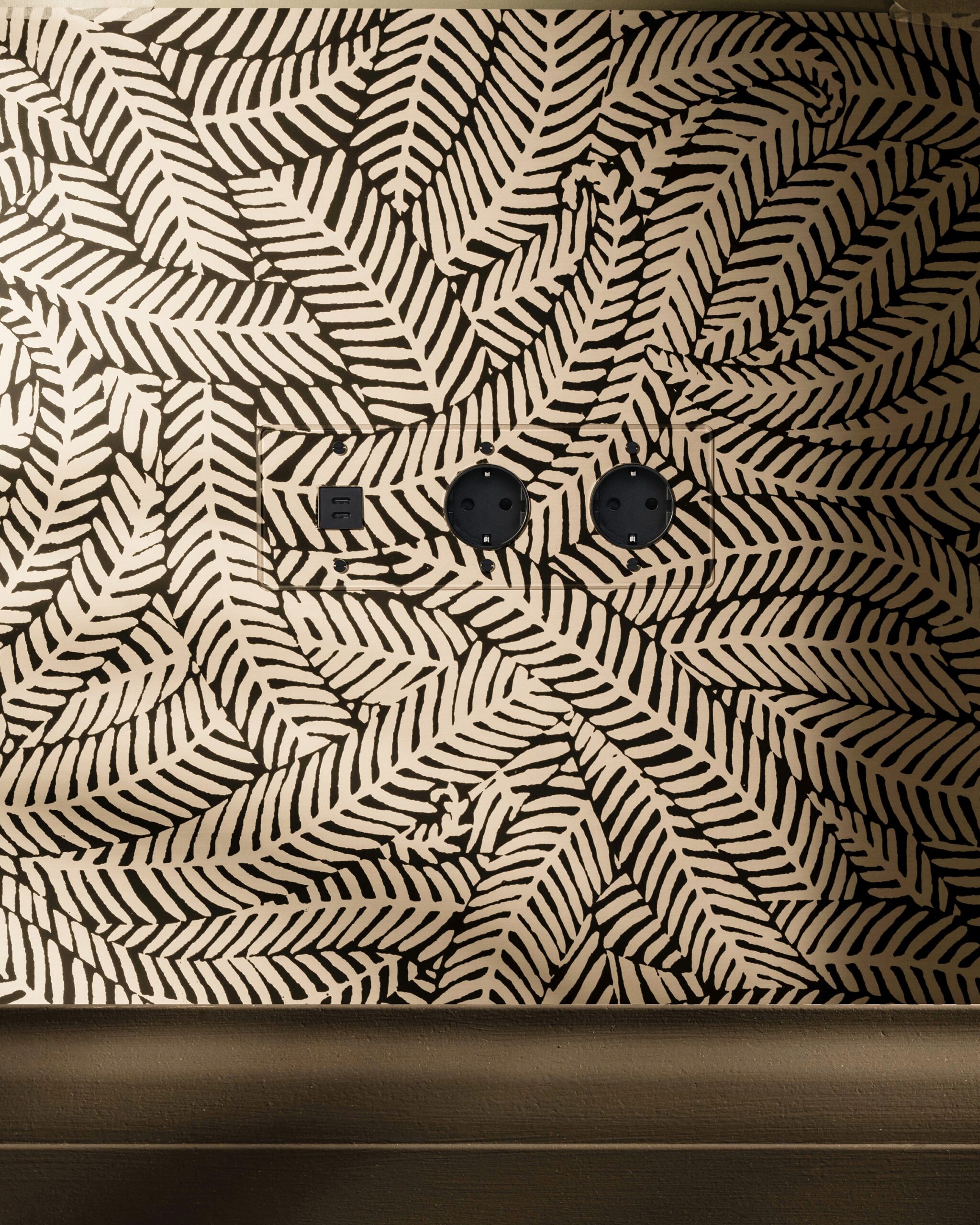 Kew Gniazdo USB-C 30 W i Schuko typu F x 2 w potrójnej ramce – Przezroczysty, Czarny