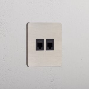 Grove Gniazdo RJ45 x 2 w pojedynczej ramce – Satynowy nikiel, Czarny