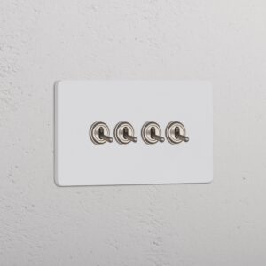 Grove IT Grove 4-Module 4x Toggle Switch – Paintable Satin Nickel
