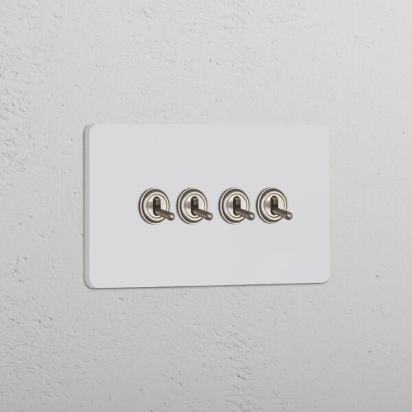 Grove IT Grove 4-Module 4x Toggle Switch – Paintable Satin Nickel