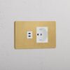 Grove 4-modułowy USB-C 30 W i gniazdo Schuko/Bipasso – Antyczny mosiądz, Biały