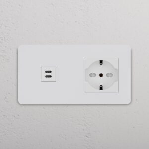 Grove Gniazdo USB-C 30 W i Schuko/Bipasso w podwójnej ramce – Do malowania, Biały