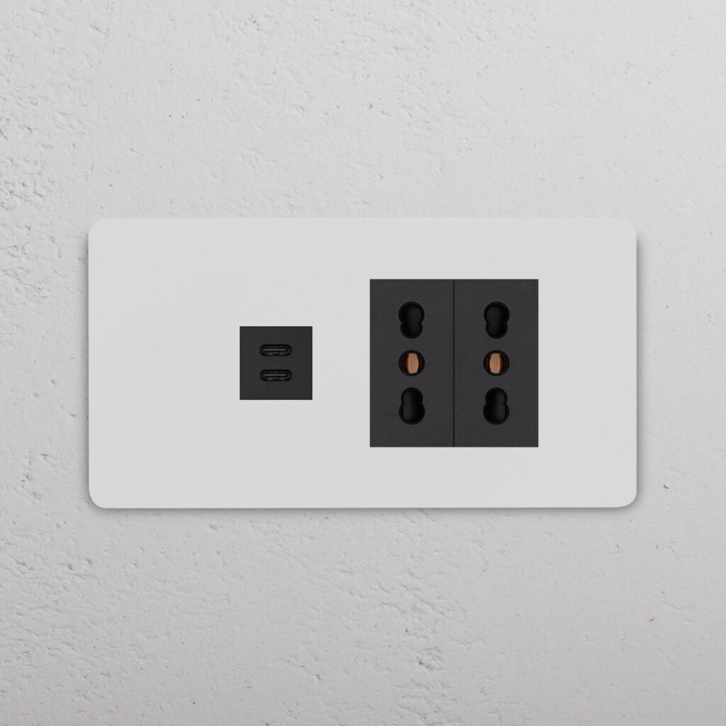 Grove 4-Module USB-C 30W & 2x Bipasso Socket – Paintable Black