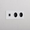 Grove Gniazdo USB-C 30 W i francusko/belgijskie typu E x 2 w potrójnej ramce – Do malowania, Czarny