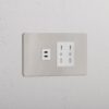 Grove 4-modułowy USB-C 30 W i 2x gniazdo Bipasso – Polerowany nikiel, Biały