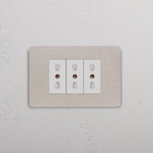 Grove 3-Module 3x Bipasso Socket – Satynowy nikiel, Biały