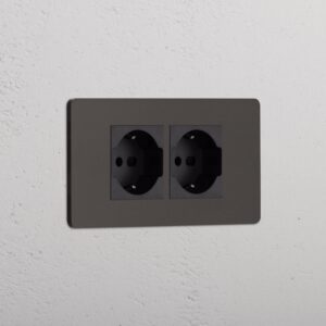 Grove 4-mechanizmowe gniazdo 2x Schucko/Bipasso – Brąz, Czarny