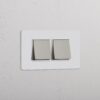 Grove 4-Module 2x Rocker Switch – Paintable Polished Nickel, Biały