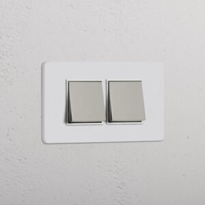 Grove 4-Module 2x Rocker Switch – Paintable Polished Nickel, Biały