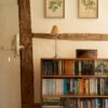 Cotswold mała plisowana lampa stołowa lniany odcień żółci – Polerowany nikiel