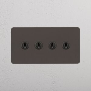 Kew Włącznik dźwigniowy x 4 w podwójnej ramce – Brąz