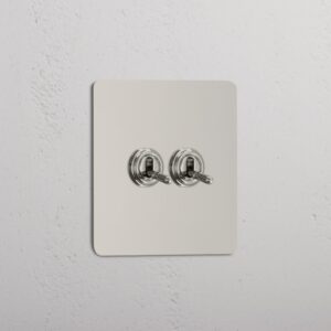 Kew Włącznik dźwigniowy x 2 w pojedynczej ramce – Polerowany nikiel