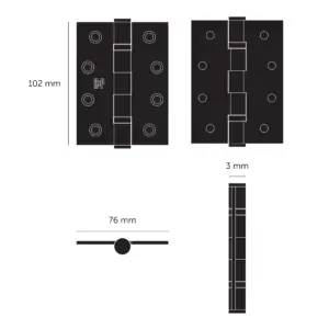 Zawiasy do drzwi Hinge 102 x 76 x 3 mm (zestaw 2 szt.) – Palony Brąz