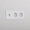 Grove Gniazdo USB-C 30 W i francusko/belgijskie typu E x 2 w potrójnej ramce – Do malowania, Biały