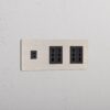 Grove Gniazdo USB-C 30 W i Bipasso x 4 w potrójnej ramce – Satynowy nikiel, Czarny