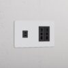 Grove Gniazdo USB-C 30 W i Bipasso x 2 w podwójnej ramce – Do malowania, Czarny