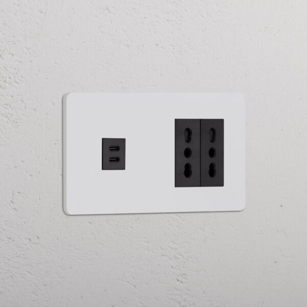 Grove Gniazdo USB-C 30 W i Bipasso x 2 w podwójnej ramce – Do malowania, Czarny