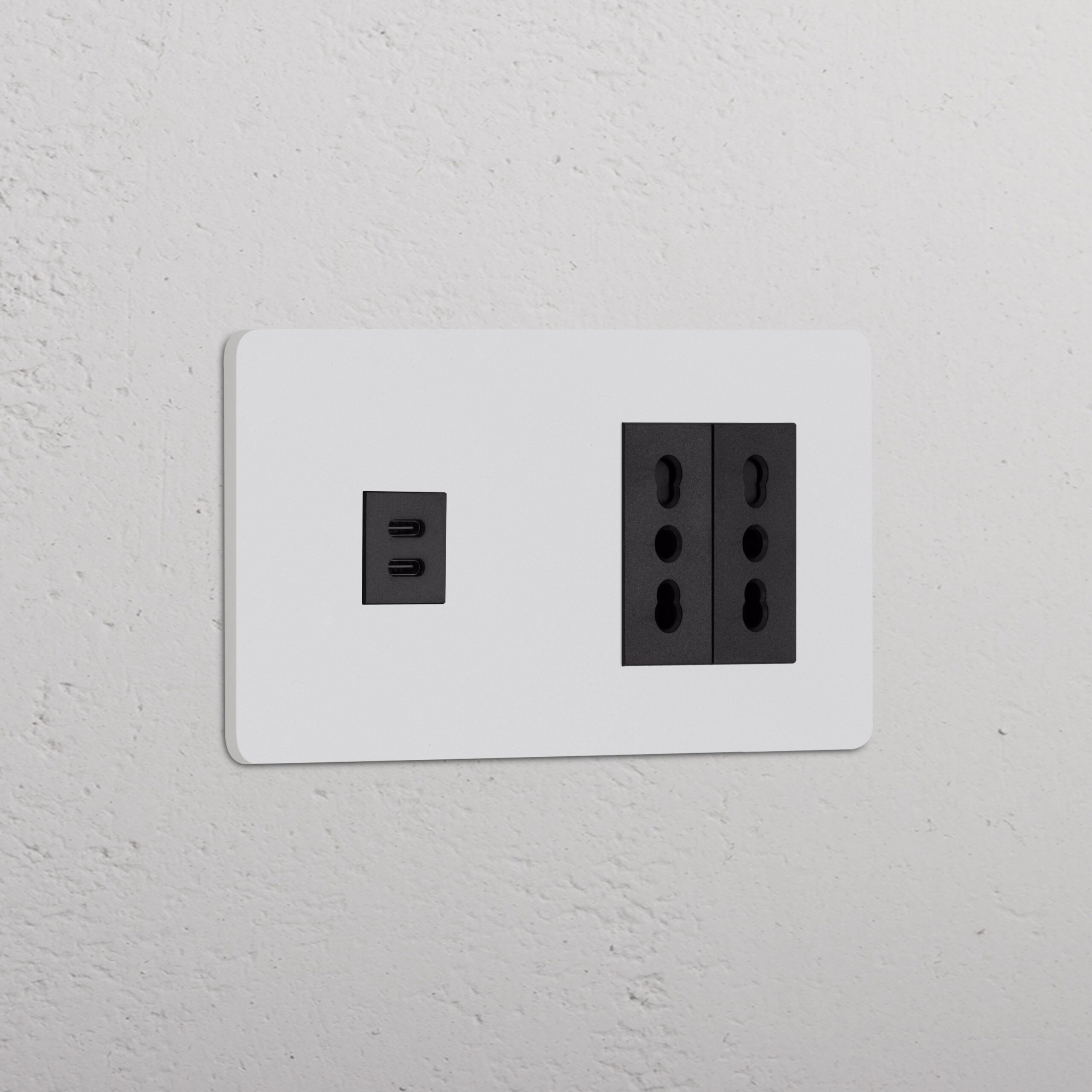 Grove Gniazdo USB-C 30 W i Bipasso x 2 w podwójnej ramce – Do malowania, Czarny