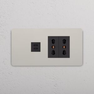 Grove 4-modułowe gniazdo USB-C 30 W i 2x Bipasso – Polerowany nikiel, Czarny