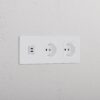 Grove Gniazdo USB-C 30 W i Schuko/Bipasso x 2 w potrójnej ramce – Do malowania, Biały