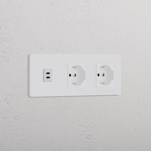 Grove Gniazdo USB-C 30 W i Schuko/Bipasso x 2 w potrójnej ramce – Do malowania, Biały