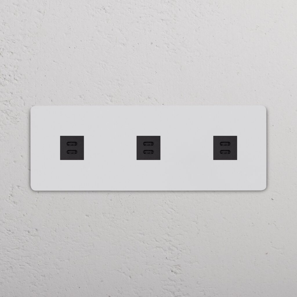 Grove Gniazdo USB-C 30 W x 3 w potrójnej ramce – Do malowania, Czarny