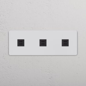Grove Gniazdo USB-C 30 W x 3 w potrójnej ramce – Do malowania, Czarny