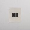 Kew Gniazdo HDMI x 2 w pojedynczej ramce – Satynowy nikiel, Czarny