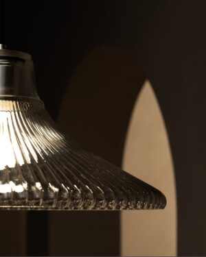 Hammersmith duża lampa wisząca z ryflowanym szkłem – Polerowany nikiel