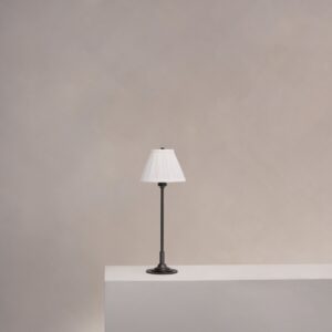 Cotswold mała plisowana lampa stołowa biały alabaster – Brąz