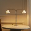 Cotswold podwójna lampa stołowa z delikatną porcelaną – Polerowany nikiel