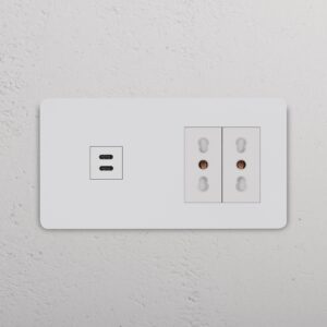 Grove Gniazdo USB-C 30 W i Bipasso x 2 w podwójnej ramce – Do malowania, Biały
