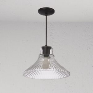 Hammersmith średnia lampa wisząca z ryflowanym szkłem – Brąz