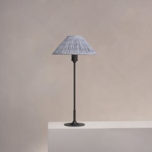 Cotswold średnia plisowana lampa stołowa niebieskoszary – Brąz