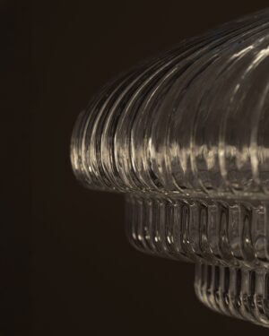 Brookfield średnia lampa wisząca z ryflowanym szkłem – Polerowany nikiel