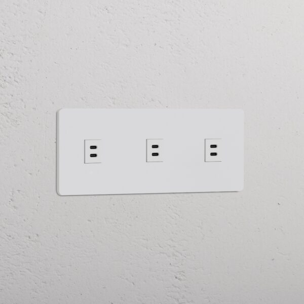 Grove Gniazdo USB-C 30 W x 3 w potrójnej ramce – Do malowania, Biały