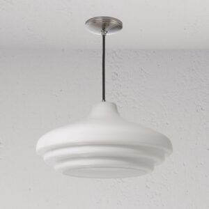 Brookfield duża lampa wisząca z opalowym szkłem – Polerowany nikiel