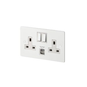 Gniazdo podwójne z USB Typ G UK 2G Standard Brytyjski – Biały (UK)