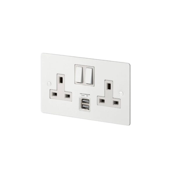 Gniazdo podwójne z USB Typ G UK 2G Standard Brytyjski – Biały (UK)