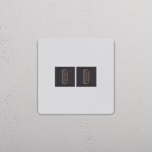 Grove Gniazdo HDMI x 2 w pojedynczej ramce – Do malowania, Czarny