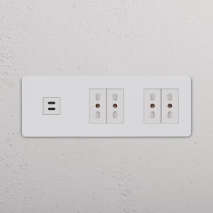 Grove Gniazdo USB-C 30 W i Bipasso x 4 w potrójnej ramce – Do malowania, Biały
