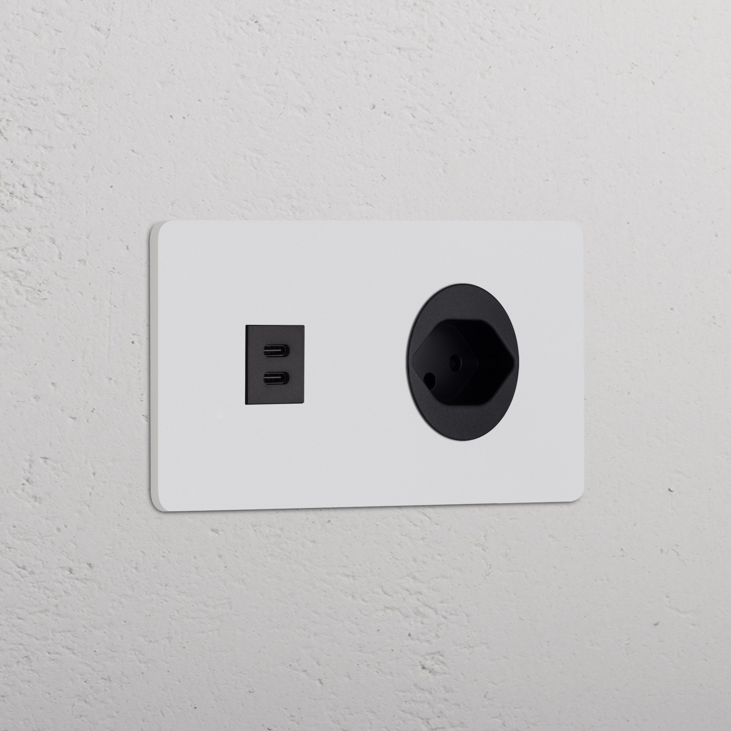 Grove Podwójne gniazdo USB-C 30 W i gniazdo typu J (szwajcarskie) – Do malowania, Czarny