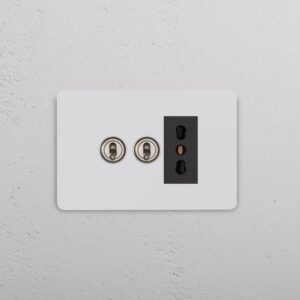 Grove IT Grove 3-Module 2x Toggle Switch & Bipasso Socket – Paintable Satin Nickel Black