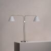 Cotswold podwójna lampa stołowa z delikatną porcelaną – Satynowy nikiel